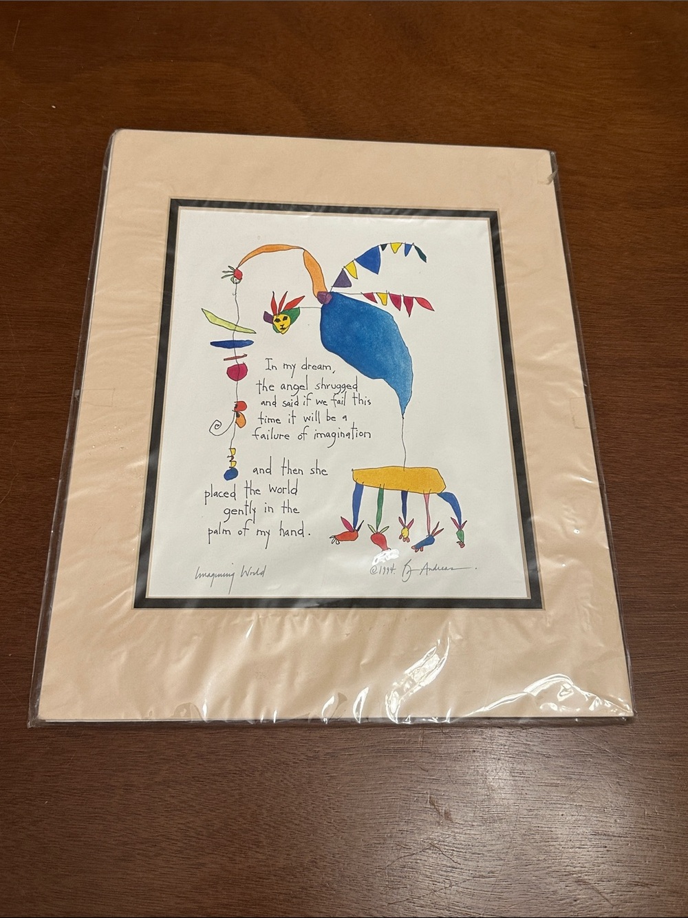 Brian Andreas Story People Double Matted Print Signed "IMAGINING WORLD"
